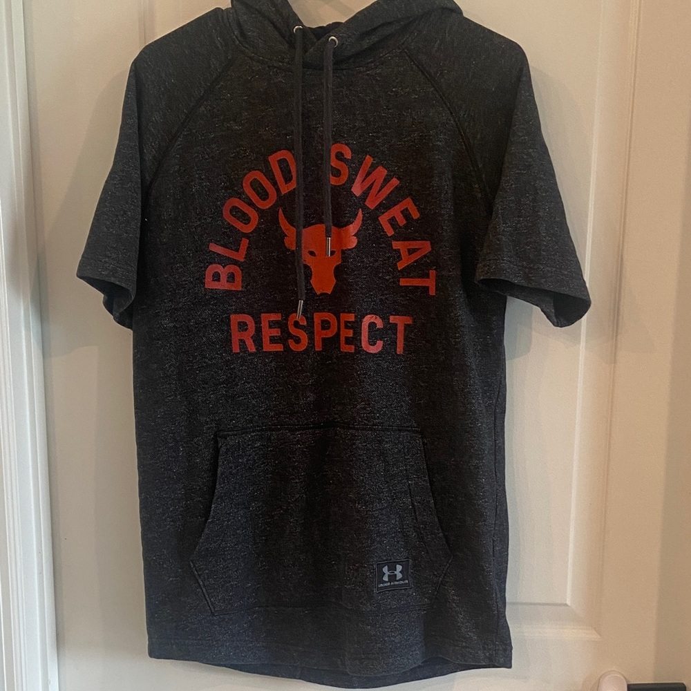 Under Armour Charcoal Hoodie with Bold Red Graphic